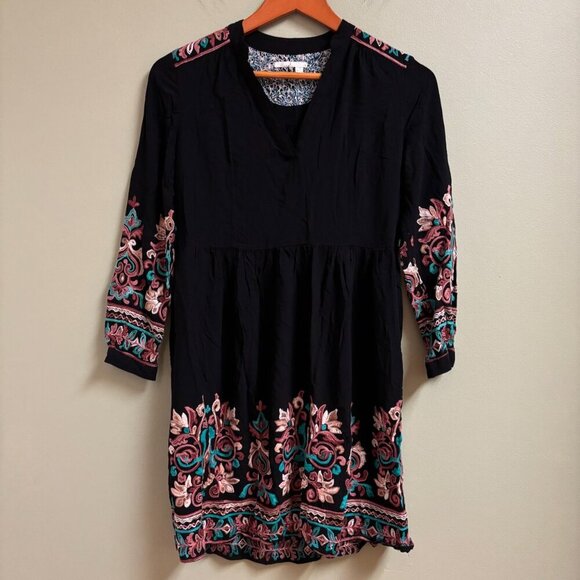 Floreat Anthropologie Women Avery Dress Size XS Embroidered Oversized Tunic Boho - Picture 1 of 16